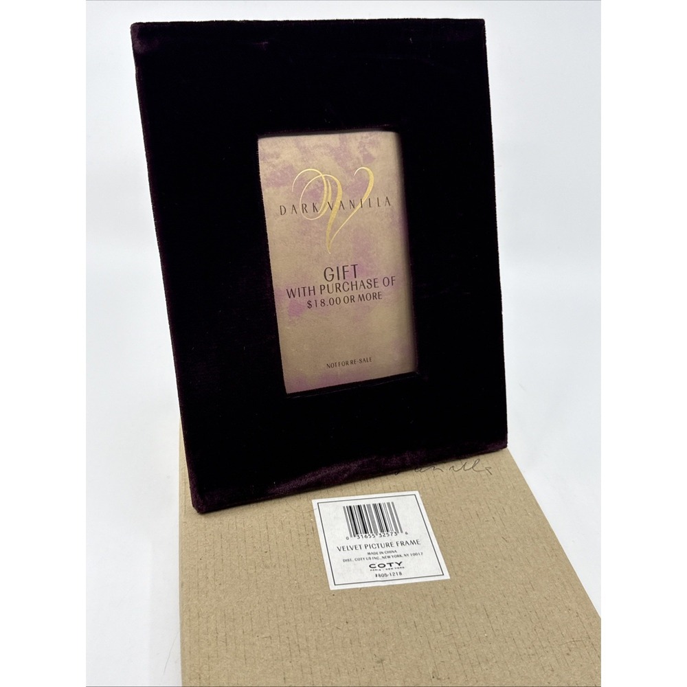Vtg Coty‎ Red Velvet Photo Frame 3x5" Dark Vanilla Easel Back